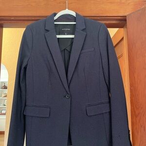 Banana Republic Dark Navy Textured Single-Button Blazer